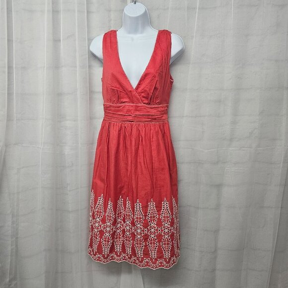 Max Studio Coral Pink Embroidered Sleeveless Dress Boho Festival M - Picture 11 of 11